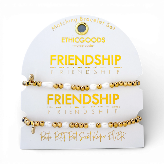 Morse Code Pearl and Gold Matching Set | Friendship