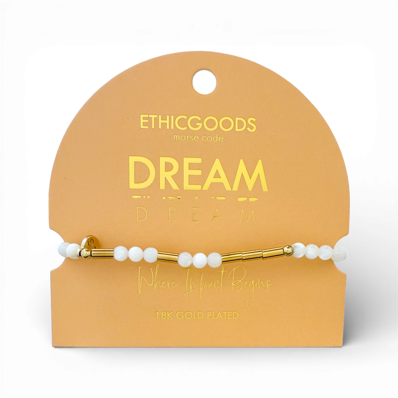 Morse Code Gold & Stone Beaded Bracelet | Dream
