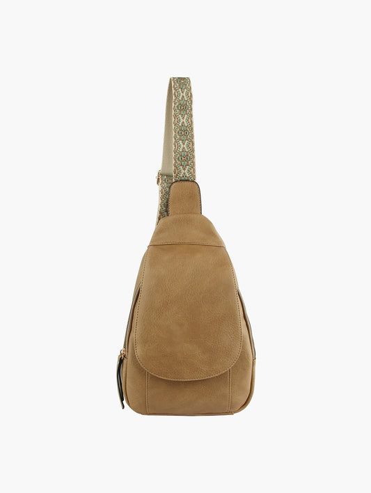 FINAL SALE - Guitar Strap Accented Crossbody Backpack {Mocha}