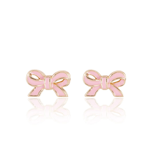 Girl Nation: Pretty Pink Bow Cutie Stud Earrings