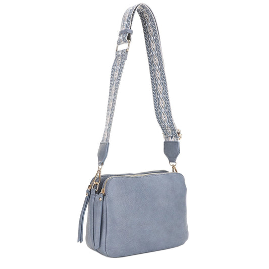 Mila 3 Compartment Crossbody w/Guitar Strap {Blue Gray}