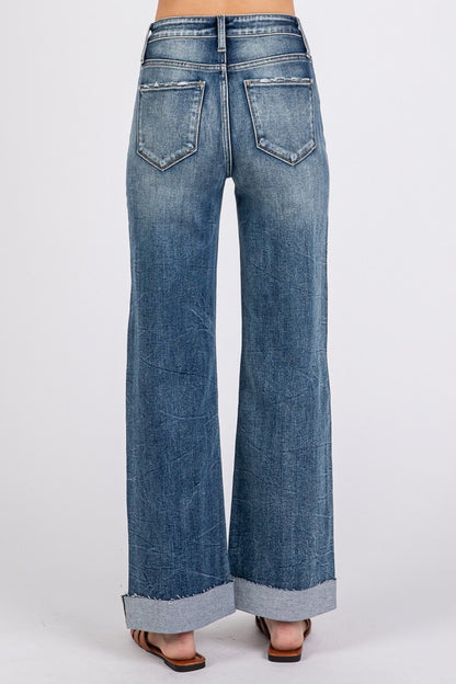 Petra High Rise Slim Wide Leg w/Cuffed Hem