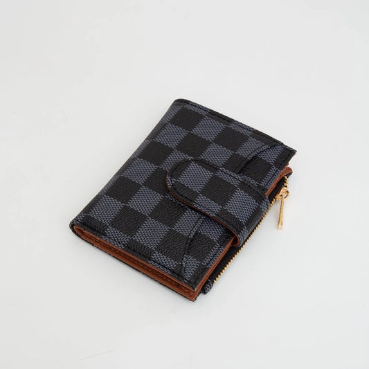 Checker Print Wallet {Black}