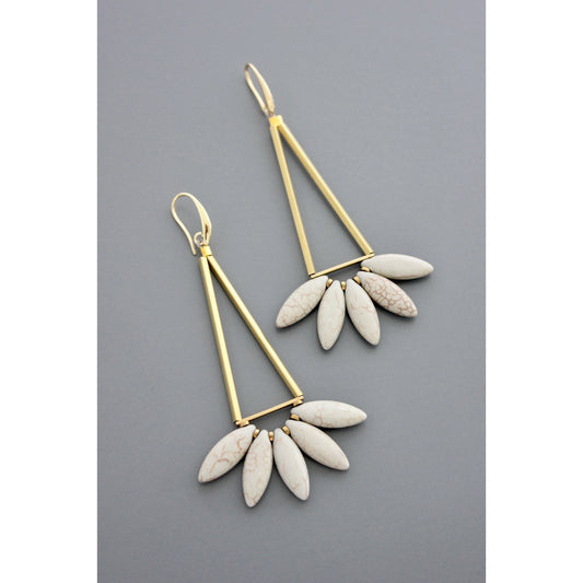 Geometric Gray Lotus Earrings