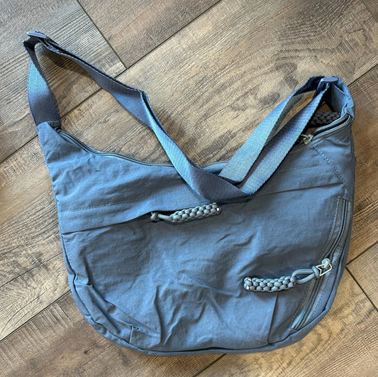 Large Nylon Crescent 3 Zipper Bag {Blue}