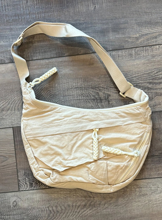 Large Nylon Crescent 3 Zipper Bag {Beige}