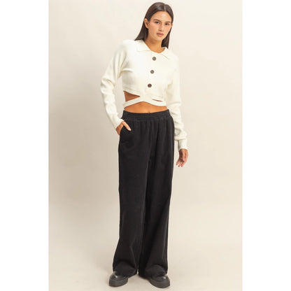 Black Friday Doorbuster - Corduroy High-Waisted Wide Leg Pants (Black)