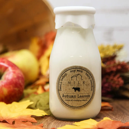 Milk Bottle Candle - Autumn Leaves