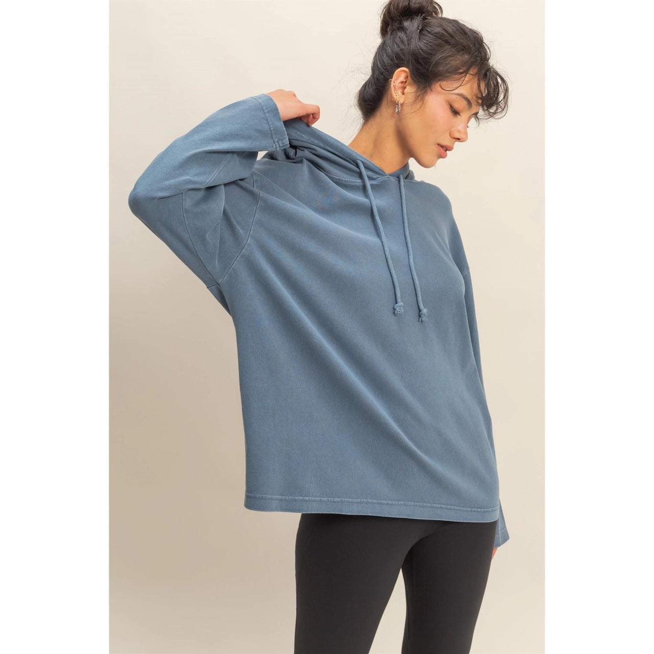 Dusty Navy Oversized Hooded Top