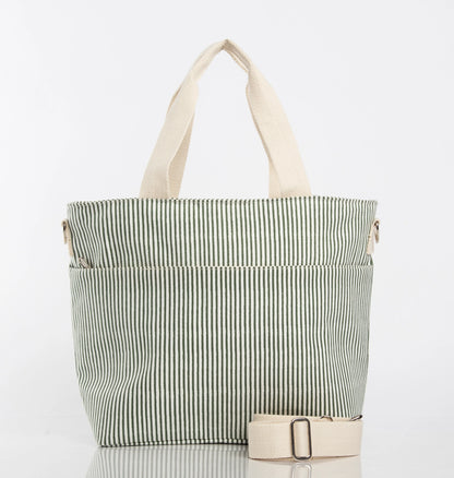 FINAL SALE - Stripes Cooler Tote - Gray