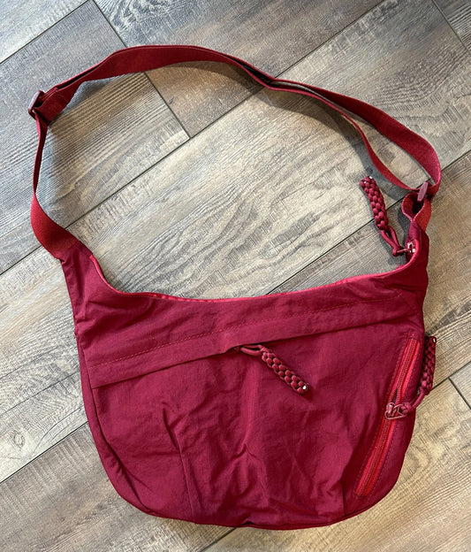 Large Nylon Crescent 3 Zipper Bag {Burgundy}
