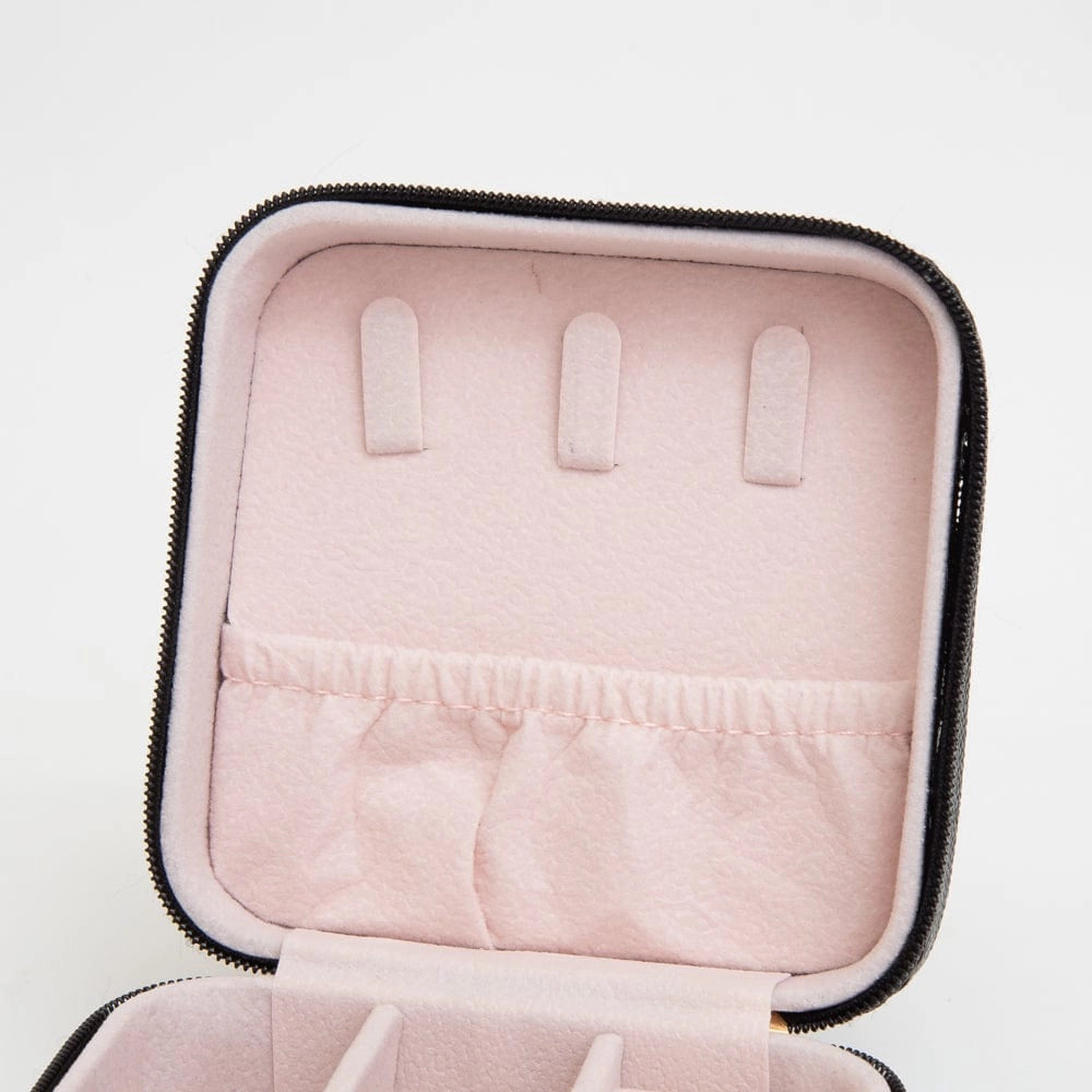 Quilted Zip Around Square Jewelry Box