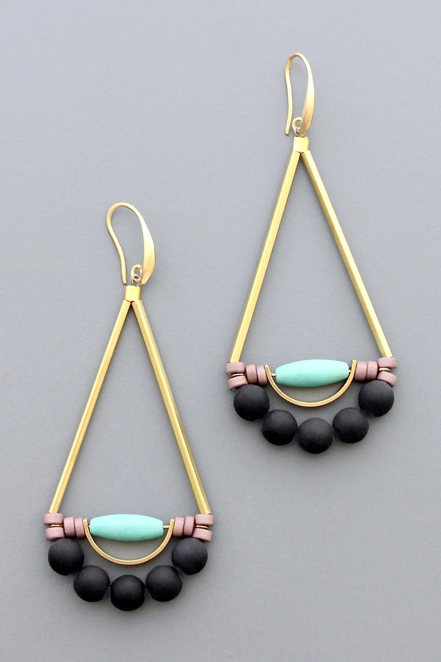 Turquoise and Black Earrings