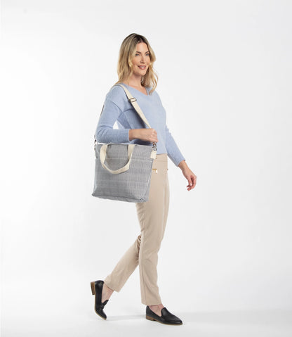 FINAL SALE - Stripes Cooler Tote - Gray