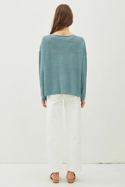 Heathered V-Neck Sweater {Jade}