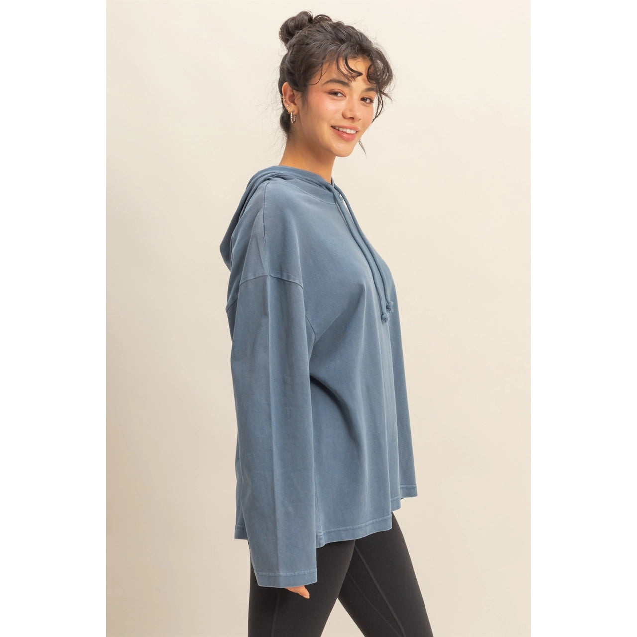 Dusty Navy Oversized Hooded Top