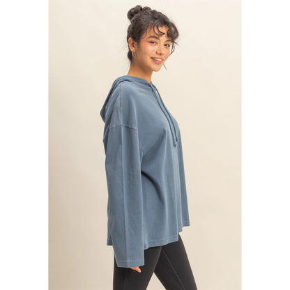 Dusty Navy Oversized Hooded Top
