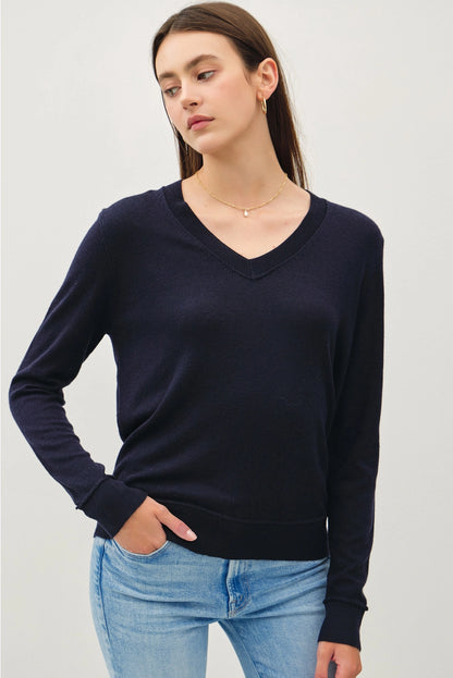 Lightweight V-Neck Sweater {Navy}