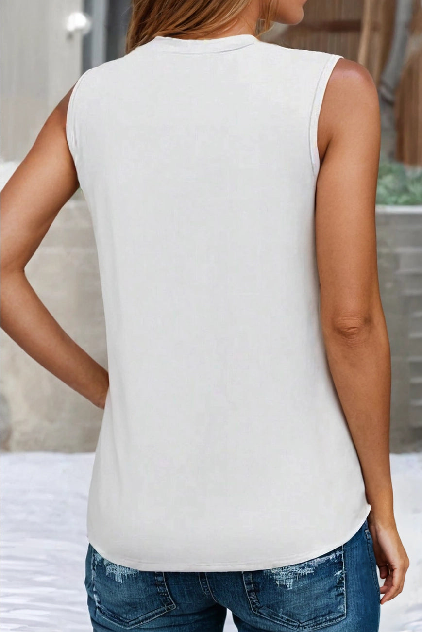 Solid Pleated Tank Top