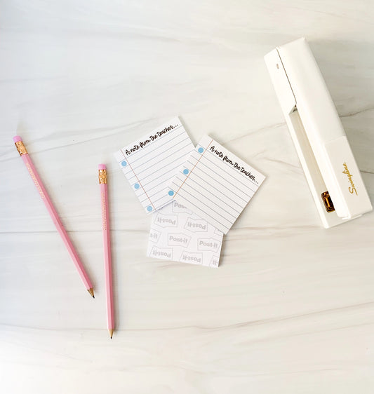 A Note from the Teacher Post-It Notepad (Lined Paper)