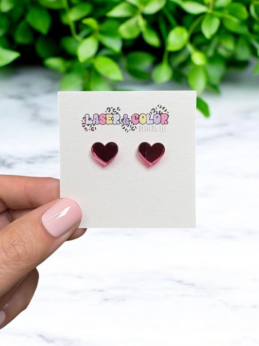 Pink Mirror Heart Earrings