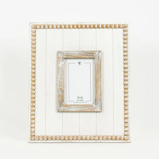 Wood Beaded Picture Frame for 4x6 Picture