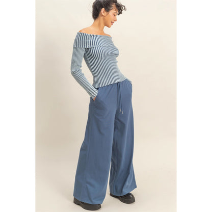 Dusty Navy Wide Leg Pants