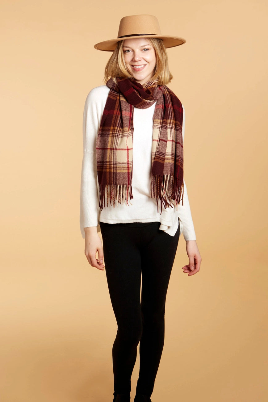 Sienna Plaid Scarf - Wine