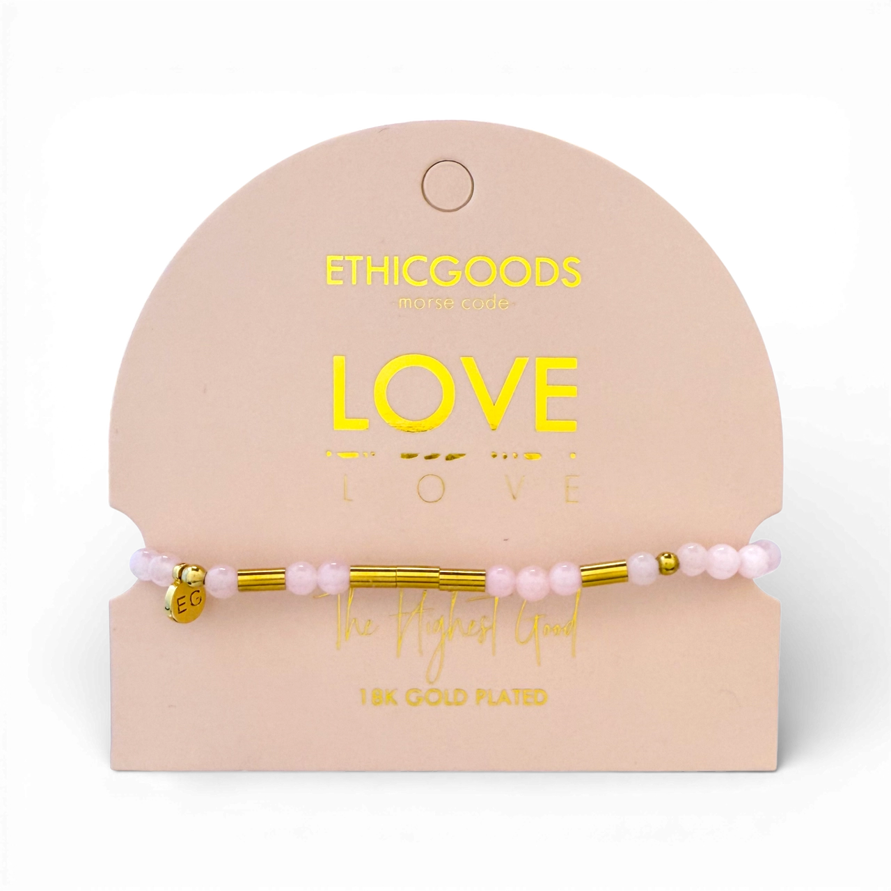 Morse Code Gold & Stone Beaded Bracelet | Love