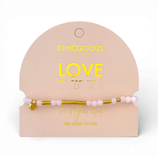 Morse Code Gold & Stone Beaded Bracelet | Love