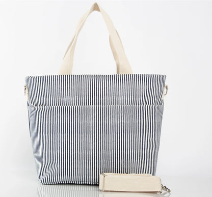 Stripes Cooler Tote - Navy