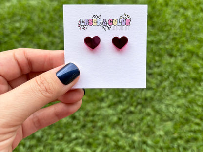 FINAL SALE - Pink Mirror Heart Earrings