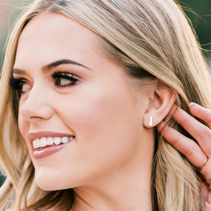 Bar Stud Earrings - Silver