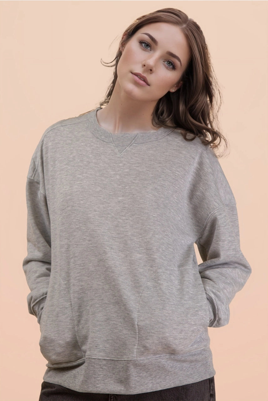 The Basic Oversized Solid Knit Top {H. Gray}