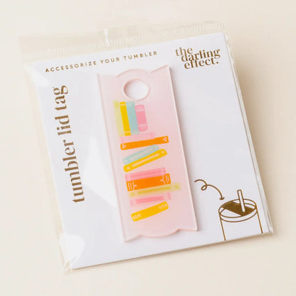 Tumbler Lid Tag - Books Stack