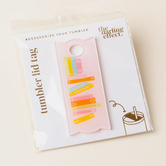 Tumbler Lid Tag - Books Stack