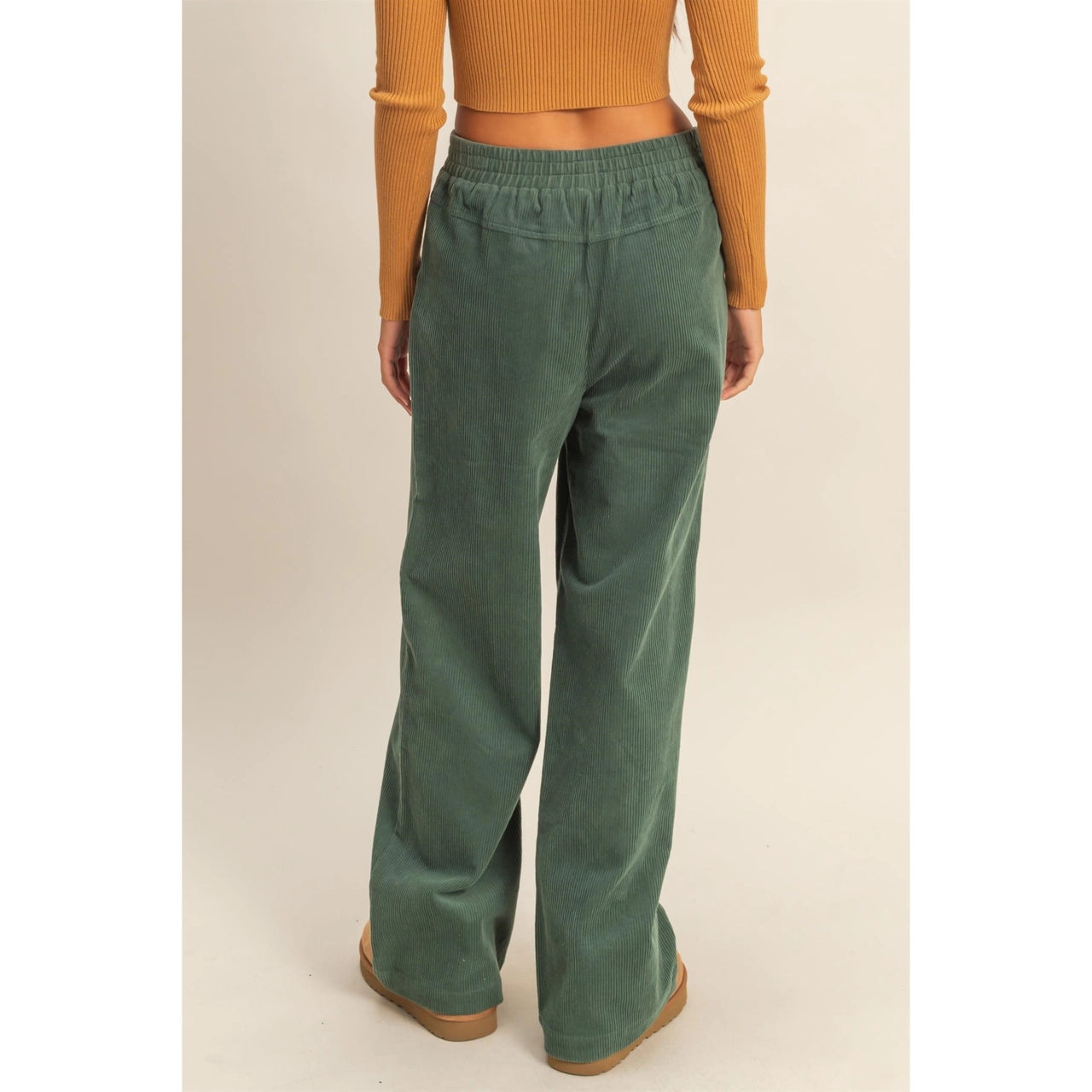 Black Friday Doorbuster - Corduroy High-Waisted Wide Leg Pants (Gray Green)