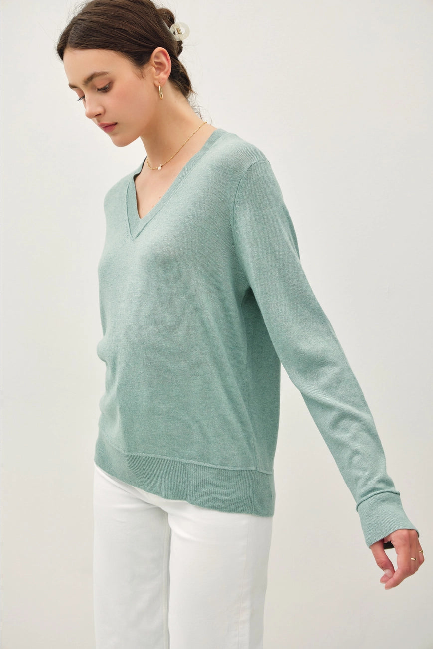 Lightweight V-Neck Sweater {Spruce}