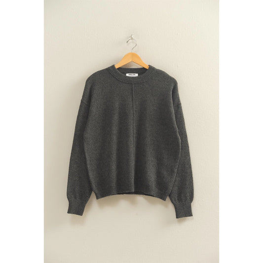 Front Seam Crew Neck Sweater