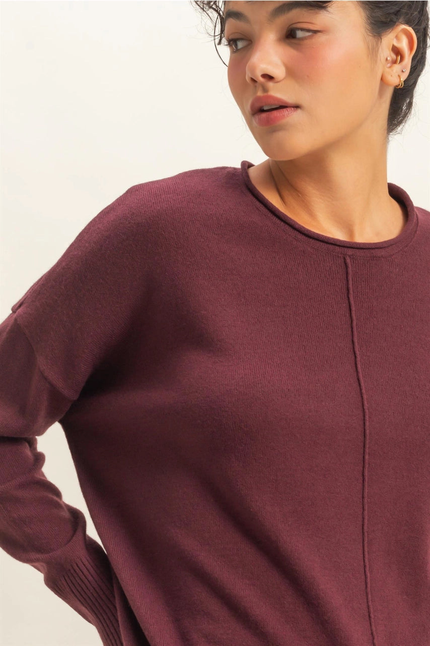 Drop Shoulder Sweater {Cherry}