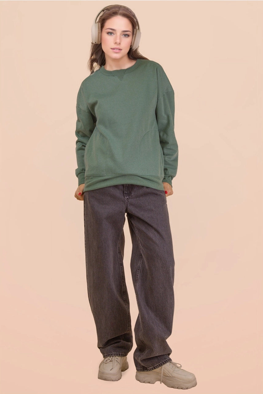 The Basic Oversized Solid Knit Top {Sage}