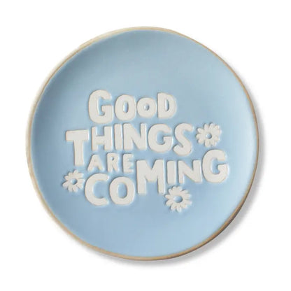 Stoneware Round Small Tray - Good Things