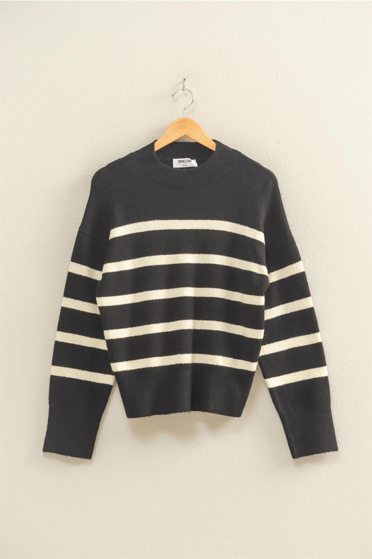 Striped High Neck Sweater