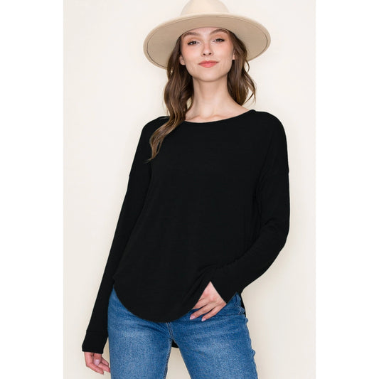 Round Neck Solid Knit Top