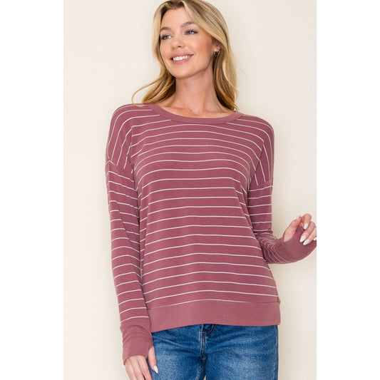 Striped Round Neck Knit Top