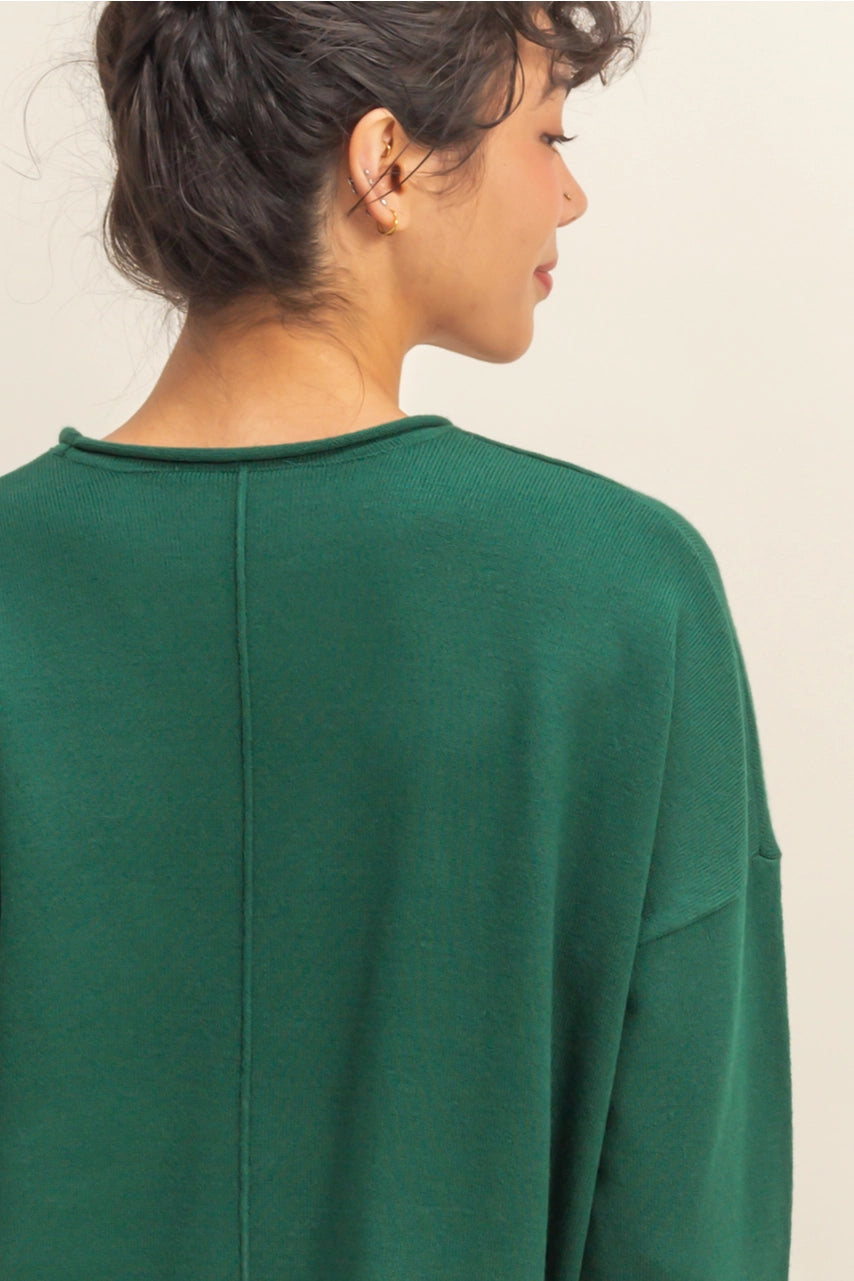 Drop Shoulder Sweater {Dark Green}