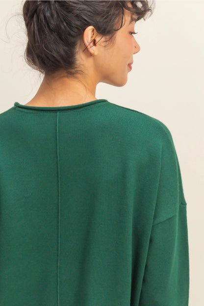 Drop Shoulder Sweater {Dark Green}