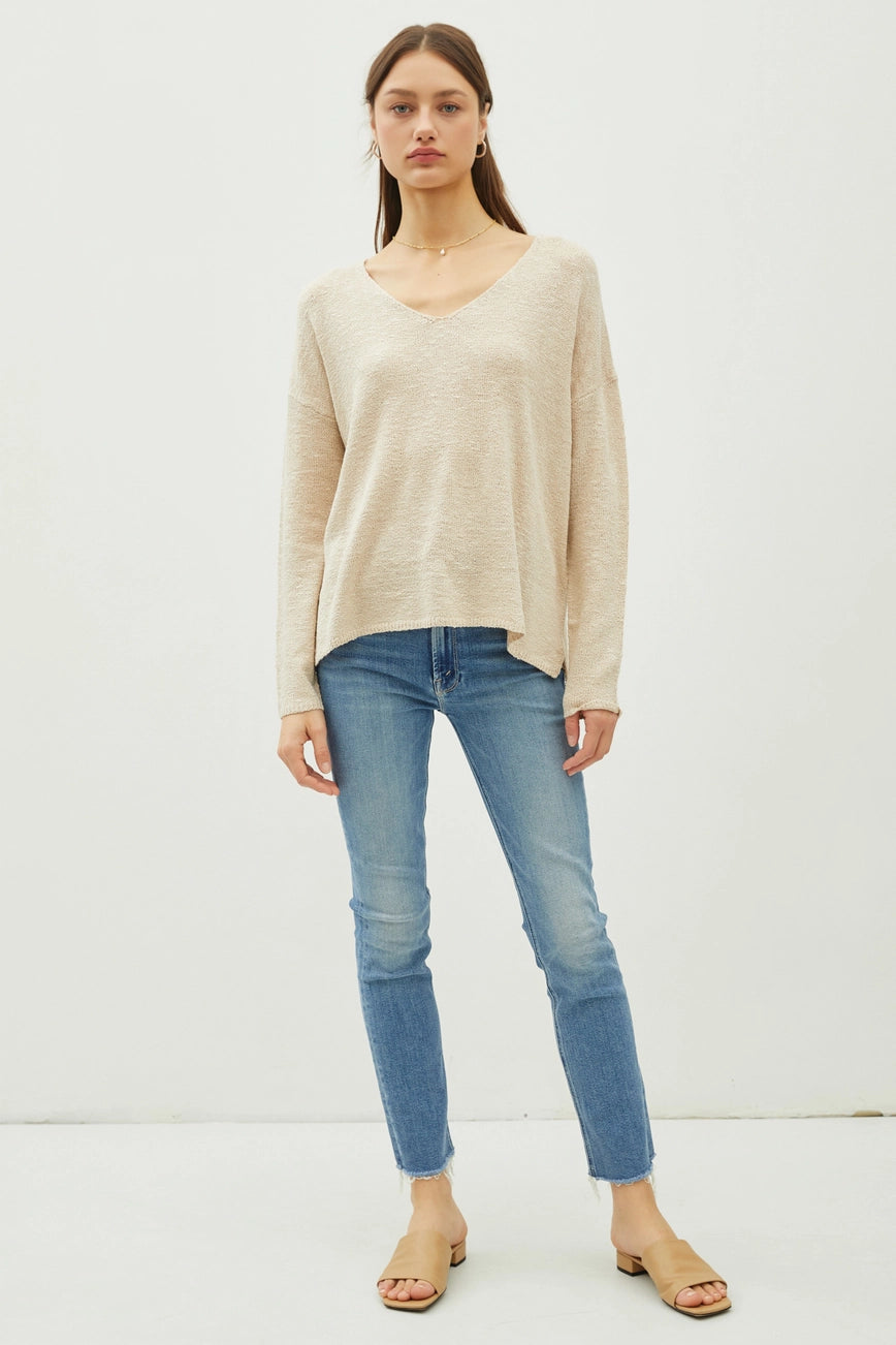 Heathered V-Neck Sweater {Natural}