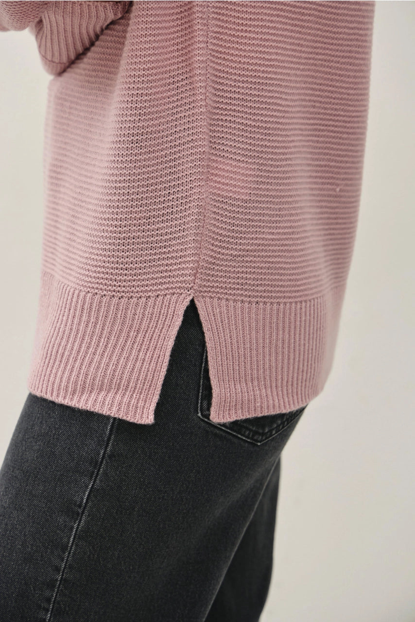Round Neck Boyfriend Fit Sweater (Lilac)