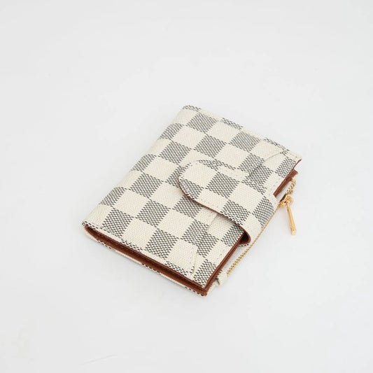 Checker Print Wallet {Ivory}